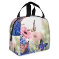 thumbnail image 2 of Fotbe Butterfly And Flowers Bolsa Térmica con Estampado y Forro de Aluminio Grueso Bolsa de Almuerzo con Bolsillo Frontal para Hombres y Mujeres, Ideal para Trabajo, Escuela, 2 of 8