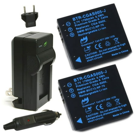 Replacement for Ricoh G600 Battery (2-Pack 1700mAh) and Charger
