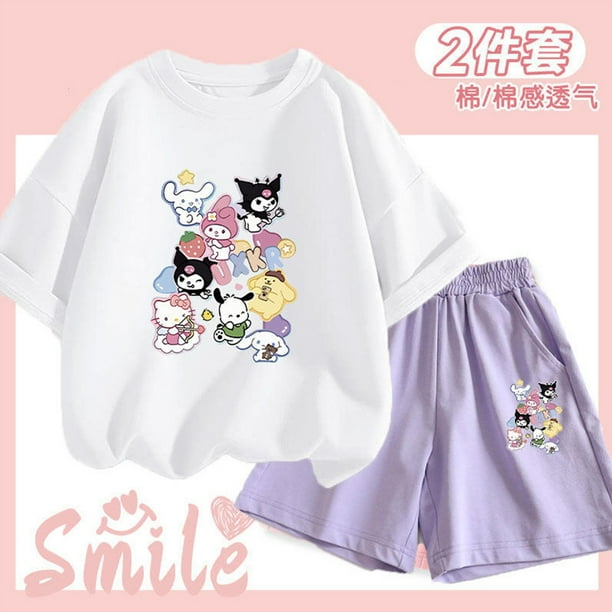 Cute 2Pcs Children's Short Sleeve Shorts Kawaii Sanrios Anime
