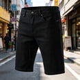 thumbnail image 5 of Men's Flat Front Stretch Skinny Golf Shorts Black Jean Short With Pockets Summer Jorts, 5 of 5