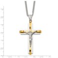 thumbnail image 5 of Stainless Steel Curb Necklace with Pendants Chain Chisel Polished Yellow IP-plated Crucifix Pendant on a 24 inch 36.57 mm, 5 of 5