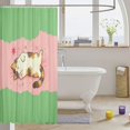thumbnail image 3 of Manfei Cute Sleeping Cat Shower Curtain 72Wx84L, Cartoon Pet Lover Bathroom Shower Curtain, Green Pink, 3 of 5