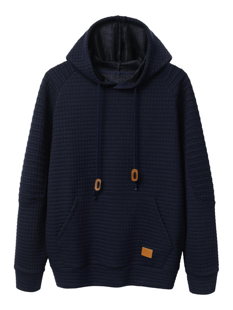 COOFANDY Men's Waffle Knit Pullover Hoodie - Long Sleeve Casual Sweatshirt With Kangaroo Pocket