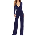 thumbnail image 2 of Classic Style Women Velvet Overalls Long Sleeve V Neck for Fall Fashion, 2 of 10