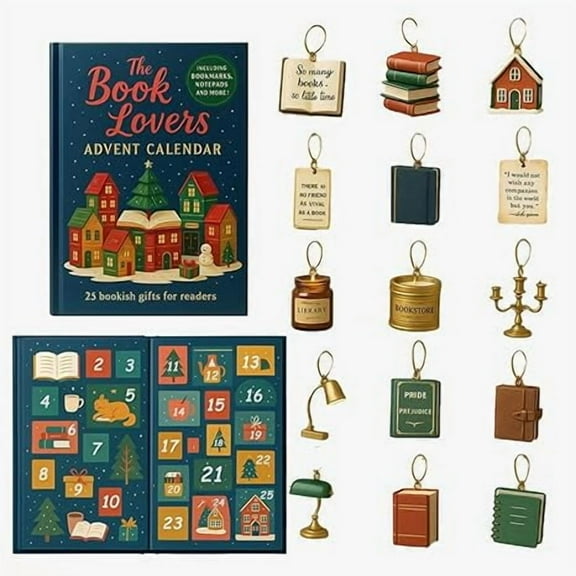 Chanana The Book Lovers Advent Calendar – 25 Bookish Gifts for Readers, 25 Days Christmas Countdown Calendar with 25 Bookish Related Ornament, Book Lover-Themed Christmas Gift Set for Bookworms