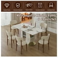 thumbnail image 4 of 63" Modern 4-6 Person Dining Table Set with Storage, Burnt Stone Tabletop & Gold Solid Wood Base, Includes 6 White PU Chairs for Kitchen, Apartment, 4 of 9