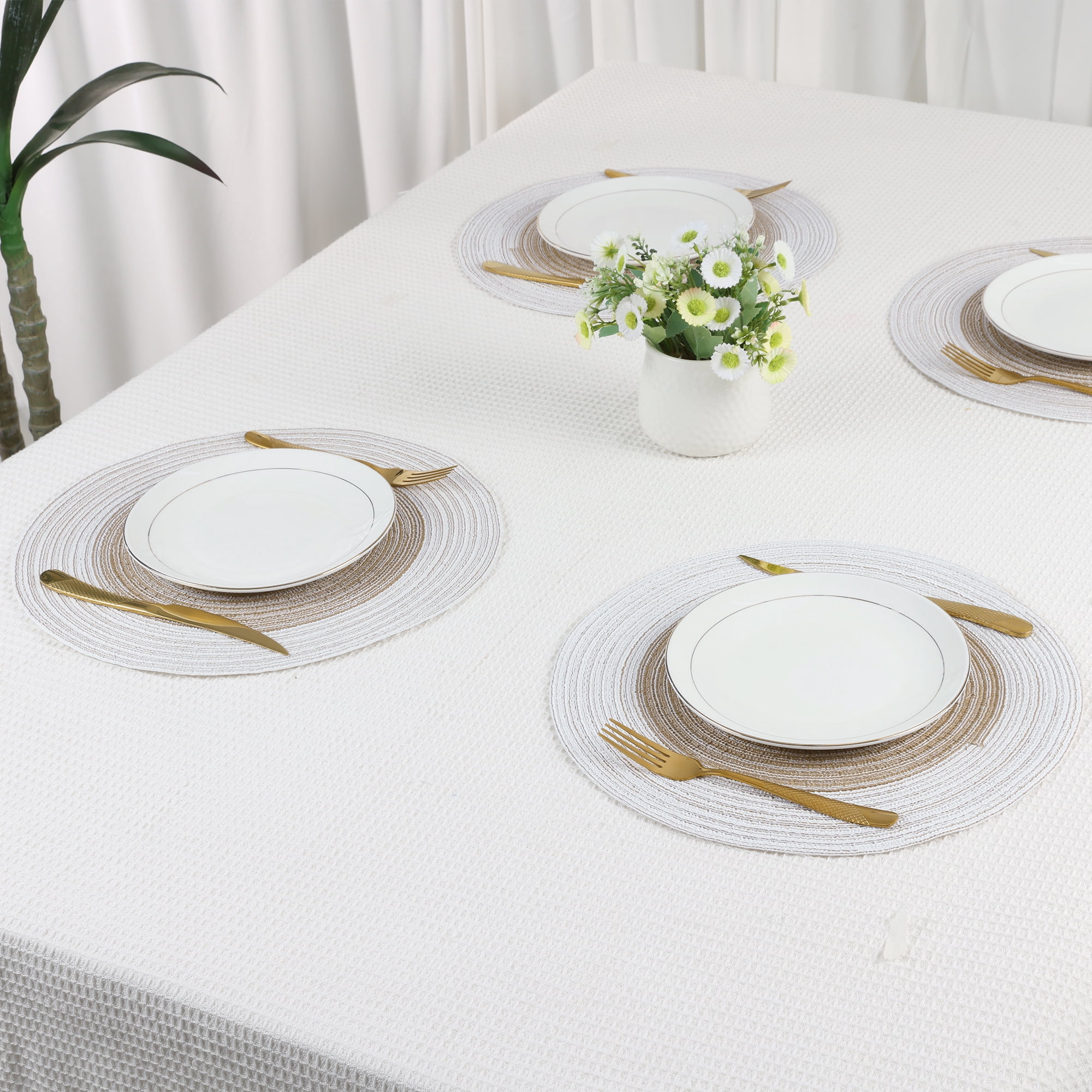Unique Bargains Set of 6 Rattan Placemats for Dining Table Coffee
