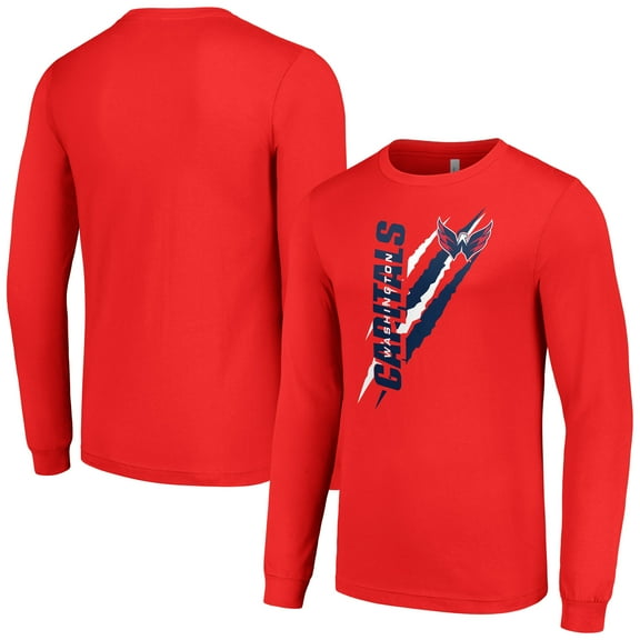 Men's Starter Red Washington Capitals Color Scratch Long-Sleeve T-Shirt