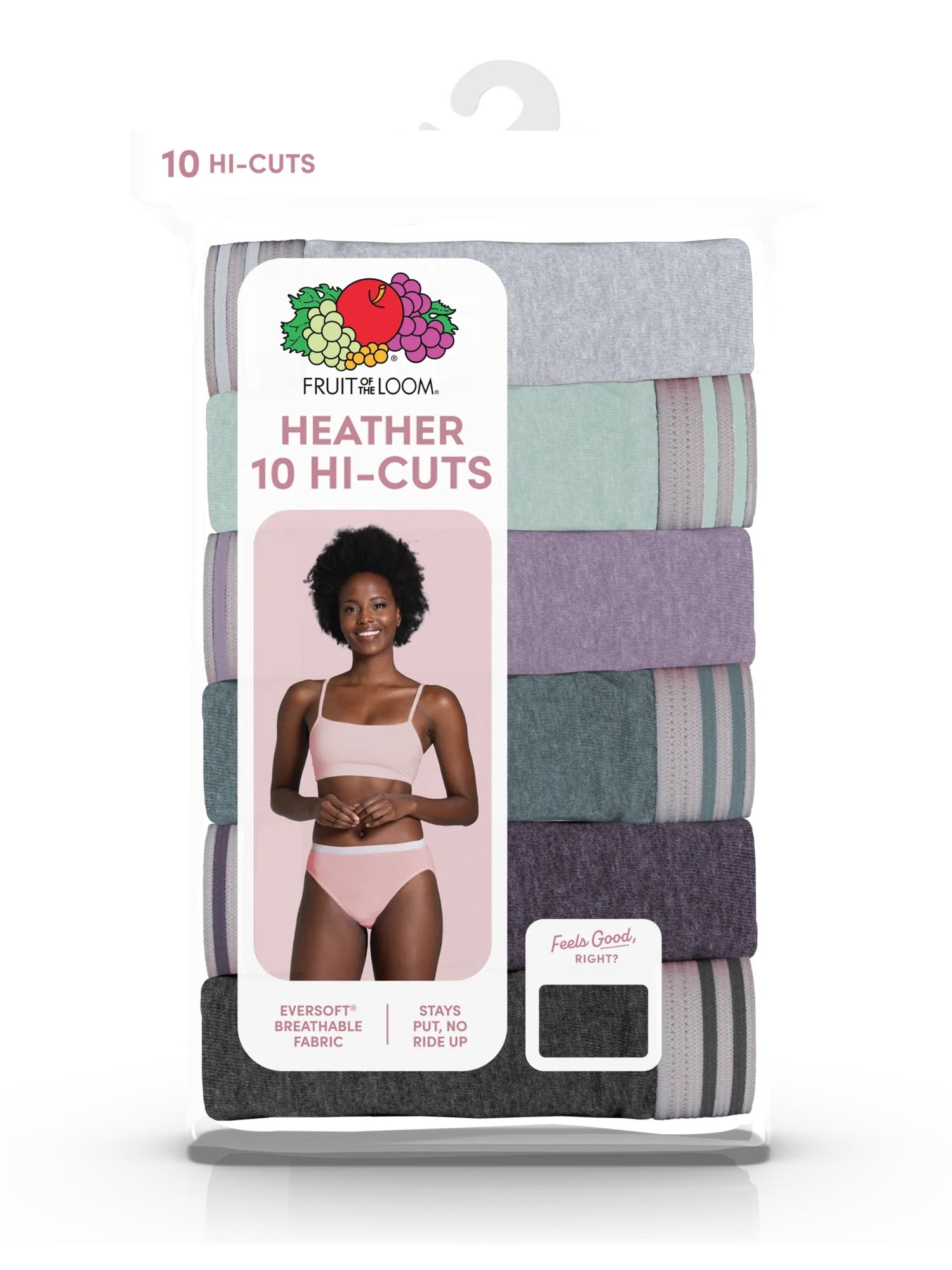 Fruit of the Loom Women's Cotton Hi-Cut Brief Underwear, 10-Pack