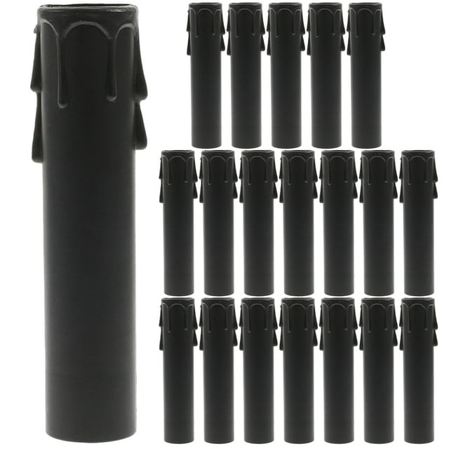 Shisuyan Candle Drips Sleeves Black 20Pcs 3.9In Medieval Plastic Ceiling Light Socket Base