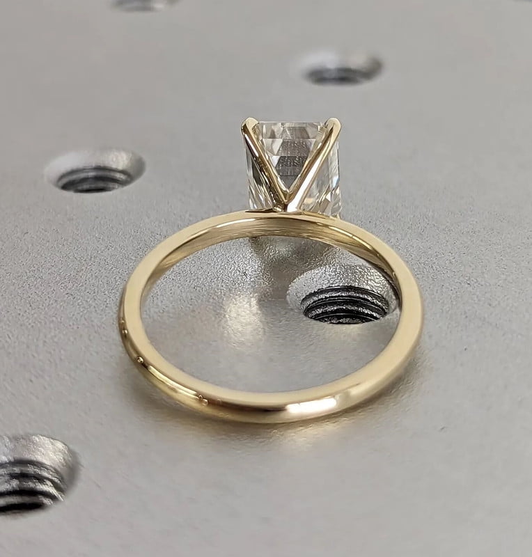 Jewelerix Emerald Cut Moissanite Engagement Ring for Women Vermeil 14K Yellow Gold Ring 4 Prong Solitaire Promise Ring Classic Minimalist Bridal Ring