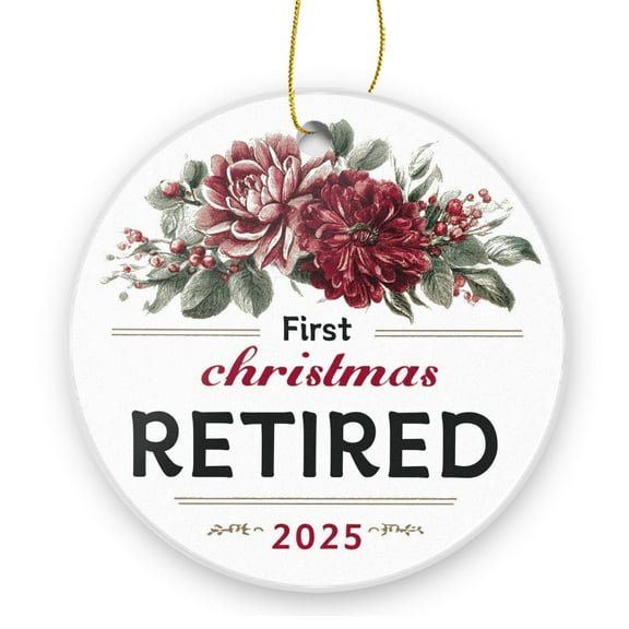 First Christmas Retired 2025 - Christmas Ornament Xmas Keepsake Ceramic Ornaments Holiday Decorations for Tree Christmas Gift Ideas 2.95in