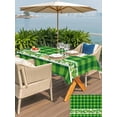 thumbnail image 4 of Outdoor Tablecloth with Umbrella Hole and Zipper, St. Patrick's Day Rectangle Table Cloth 60x102 Inch Waterproof Tablecloth, Lucky Shamrock Grasses Green Plaid Picnic Table Cover for Patio Camping, 4 of 7