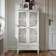 thumbnail image 3 of GZXS Retro Accent Cabinet in Antique Gray White, 55.12" Tall Kitchen Pantry with Hollow-Carved Doors & Adjustable Shelves & Storage Drawer, Perfect as Decorative Accent Piece & Practical Organizer, 3 of 10