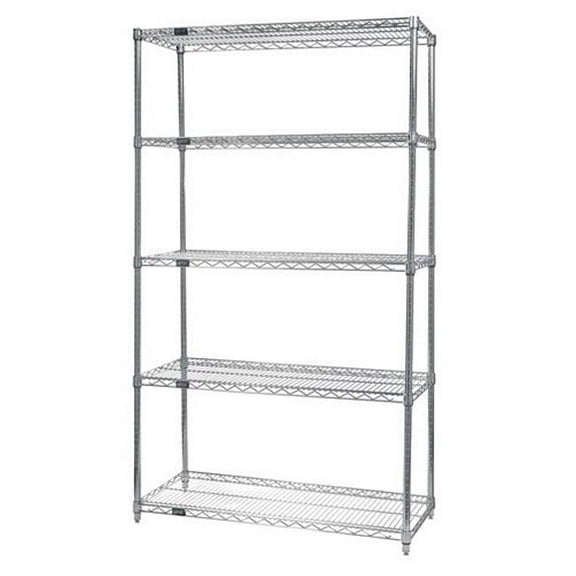 Wire Shelving 5-Shelf Starter Units - Stainless Steel, 21 x 36 x 74 in. - Stainless Steel