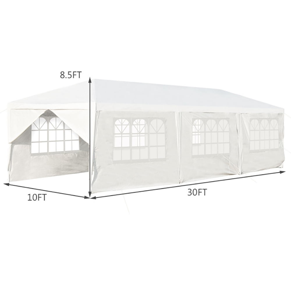 Aimee Lii 10 x 30 Feet Outdoor Canopy Tent with 6 Removable Sidewalls and 2 Doorways for Party Wedding BBQ Events, White