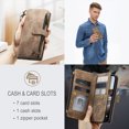 thumbnail image 4 of for iPhone 16 Pro Max Case Wallet for Women and Men, iPhone 16 Pro Max Case, PU Leather Magnetic Flip Strap Wristlet Zipper Card Holder Wallet Business Phone Cover for iPhone 16 Pro Max, Brown, 4 of 10