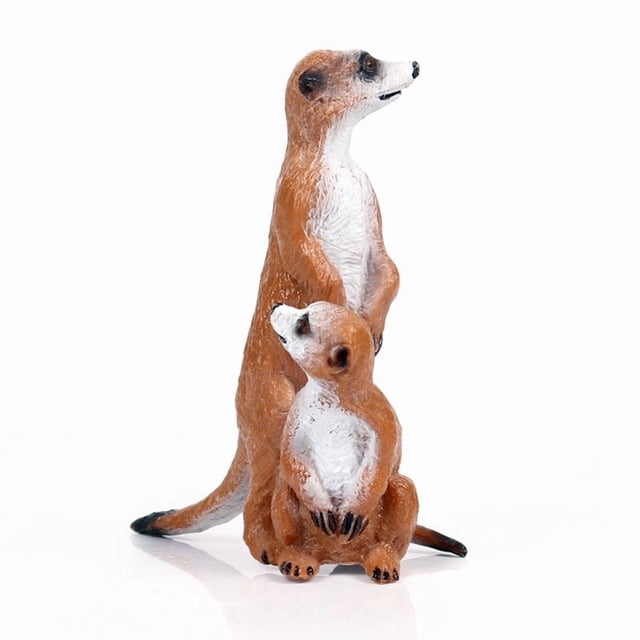 Set de figuras realistas de la familia de suricatos, de pie, con animal bebé