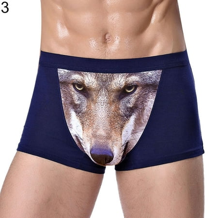 

HEVIRGO Creative Animal Wolf Eagle Head Men s U Convex Breathable Boxer Briefs Underwear