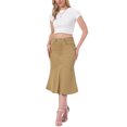 thumbnail image 2 of INSPIRE CHIC Women's Bodycon Fishtail Denim Skirt High Waisted Ruffled Knee Length Jean Skirt XL Khaki, 2 of 6