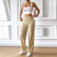 thumbnail image 4 of Womens Elastic Waist Wide Leg Casual Work Pants with Pockets, 4 of 5