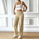 thumbnail image 5 of Pantalones de trabajo informales de mujer con cintura elástica, pierna ancha y bolsillos, 5 of 6