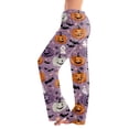 thumbnail image 2 of Halloween Lounge Pants for Women Pumpkin Print Stretch Comfy Elastic Waist Sleep Pants, 2 of 6