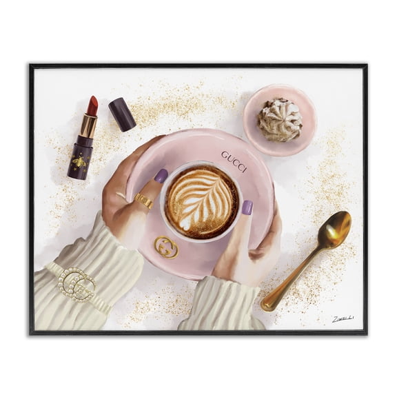 Stupell Industries Modern Cappuccino Art with Fashion Accent Black Framed Giclee Art, 20 x 16, by Ziwei Li