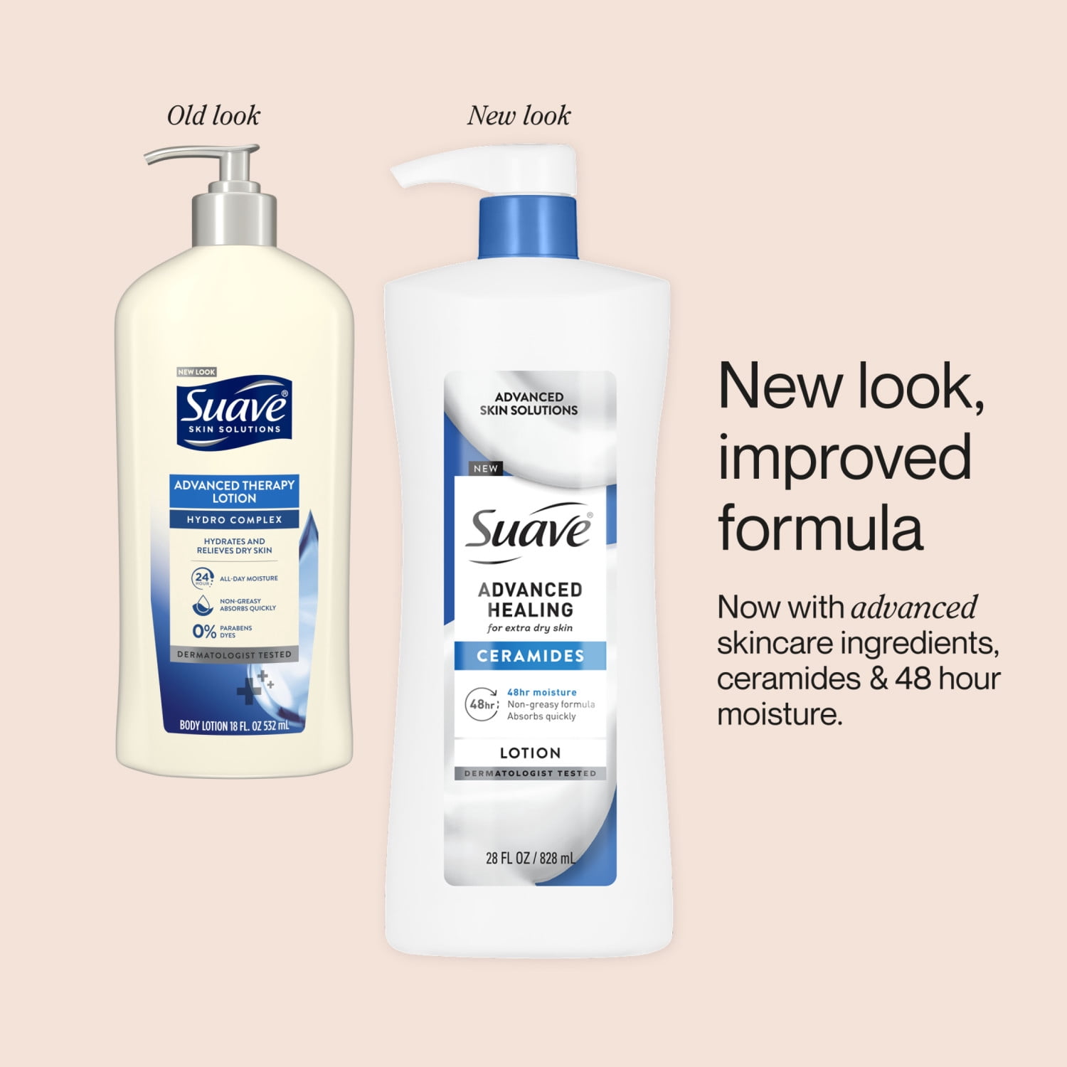 (4 pack) Suave Advanced Healing Hand & Body Lotion With Ceramides For Very Dry Skin, 28 FL OZ Pump