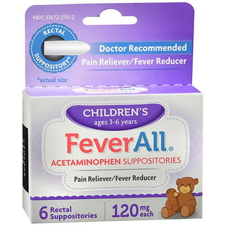FeverAll Children's Acetaminophen Suppositories, 120 mg - 6