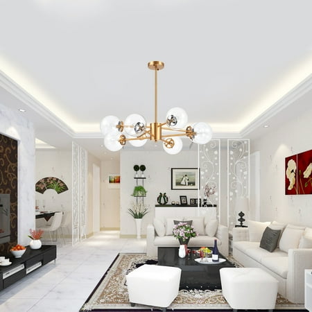 

Clear Glass Shade 8-Light Chandelier Light Metal and Glass Construction