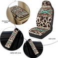 thumbnail image 6 of Xixirimido Breathable Car Seat Cover Set of 5 PU Leather Front Seats with Seat Belt & Console Covers Universal Fit Automotive Accessories, Ethnic Tribe Cow Print, 6 of 8