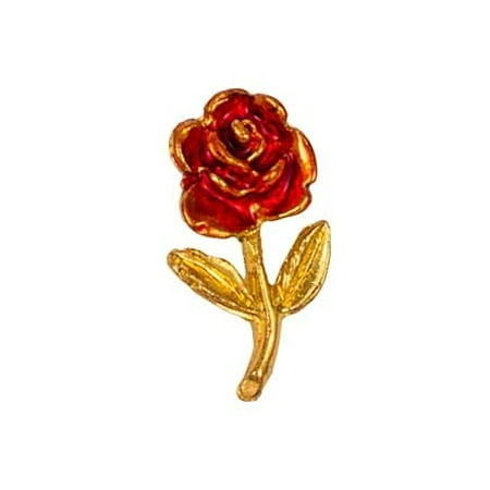 Red Rose Lapel Pin Gold Plated & Red, Award Pins, Pack of 12