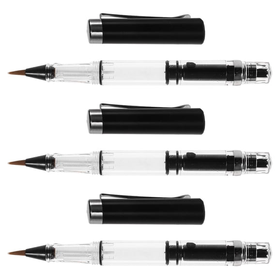 FELTECHELECTR Calligraphy Fountain Pen, Black, ABS Nylon, Flexible Tip, Piston Filling, for Home 3Pcs