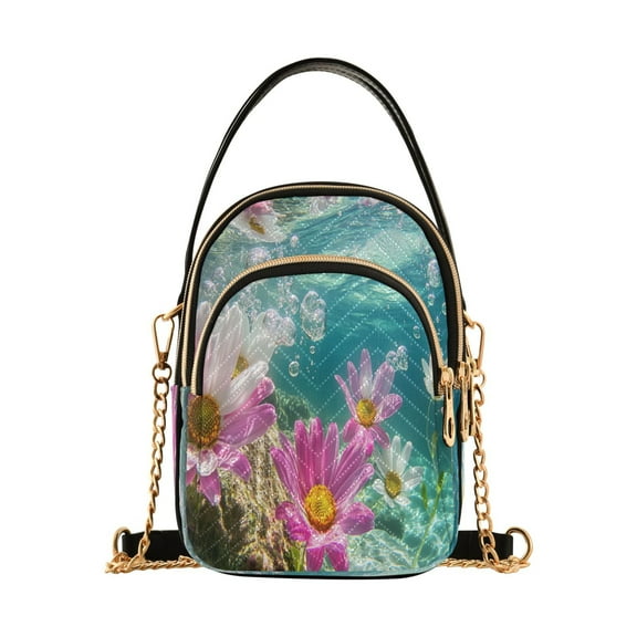 YAZAOO Cross Body Fashion Shoulder Waist Purse Bags Underwater Flowers with Bubbles Pocket Handbags
