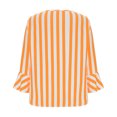thumbnail image 4 of Summer Akafmk 3/4 Sleeve Shirts for Women,Summer Womens Striped Bell Sleeve Top,Casual Oversize Round-Neck Hooded Striped Knit T-shirt Tank Top, 4 of 5