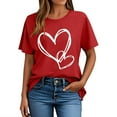 thumbnail image 2 of Posijego Womens Heart Graphic T-Shirts Round Neck Casual Summer Short Sleeve Shirt Stretchy Soft Basic Tee Cute Tops, 2 of 5