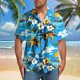 thumbnail image 1 of Blusa y camisa de manga corta con cuello vuelto para hombre, blusa informal de moda con botones y manga corta para hombre, 1 of 5