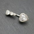 thumbnail image 3 of QQTDFG 925 Sterling Silver Hearts CZ Belly Button Navel Ring Piercing Bar Hawaii A4520-6.5mm, 3 of 9