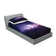 thumbnail image 2 of Ambesonne Galaxy Fitted Sheet & Pillow Sham Set, Nebula Cloud Milky Way, Twin, Purple Dark Blue, 2 of 2