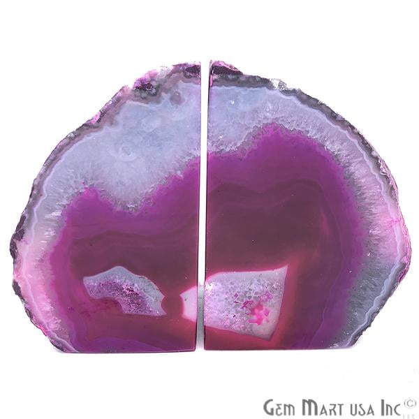 Pink Agate Bookends, Rock Formation, Large Geode Bookends, Open Geode, Bookends 44.5 Inches