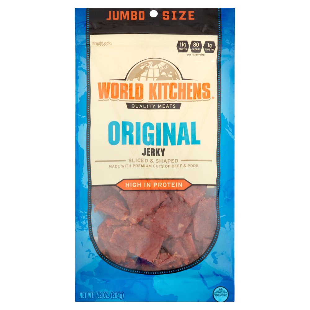 World Kitchens Sliced & Shaped Original Jerky Jumbo Size, 7.2 Oz