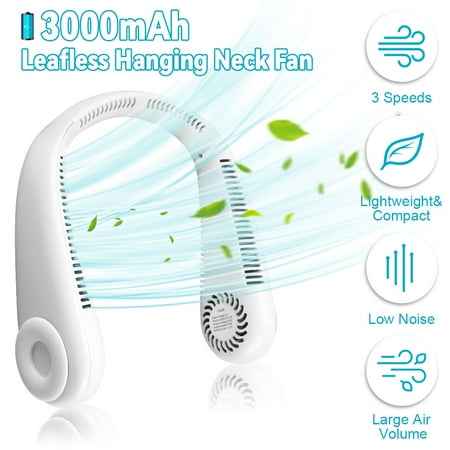 

Xhy Portable Neck Fan 3 Speeds Hands Free Bladeless Fan USB Powered Cooling Personal Fan for Outdoor Indoor White