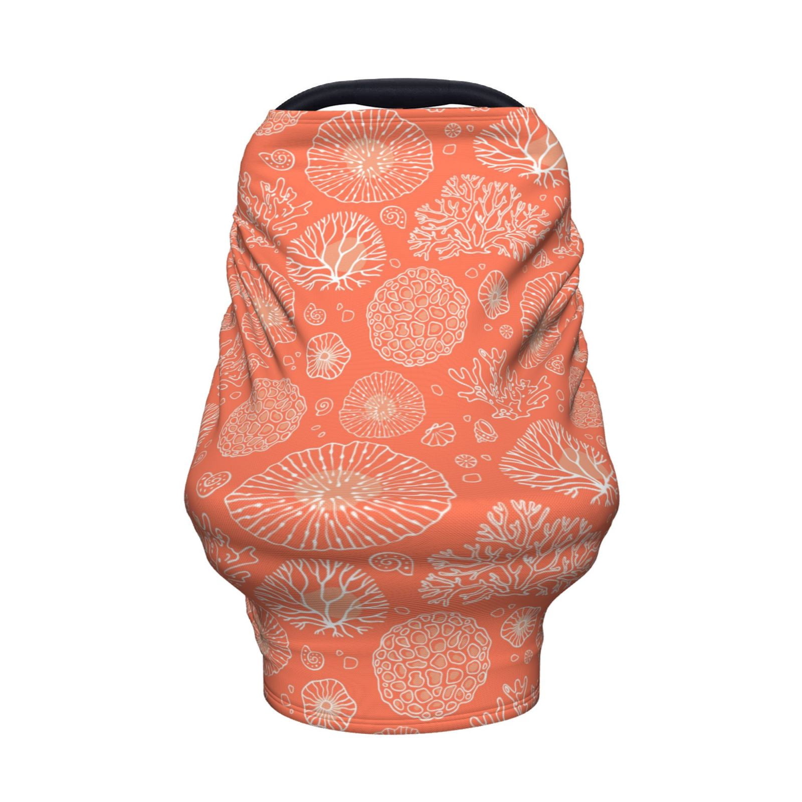 Fotbe The Marine Theme With Beautiful Corals Pattern Car Seat Covers for Babies, Nursing Breastfeeding Cover Infant Carseat Canopy, Soft Stretchy Carrier Cover