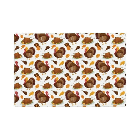 

Table Placemats Set of 6 - Turkey And Thanksgiving3 12x18 In Faux Linen Double Heat Resistant Place Mats Cloth Indoor/Outdoor Placemats Washable Table Mats for Dining Kitchen Party