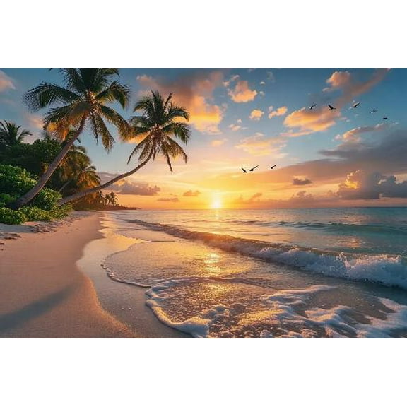 Beach Tropical Ocean Sunrise Sunset Nature Puzzles Jigsaw Puzzle for Adults 300 Pieces Fun Challenging Educational Gift Art Home Decor