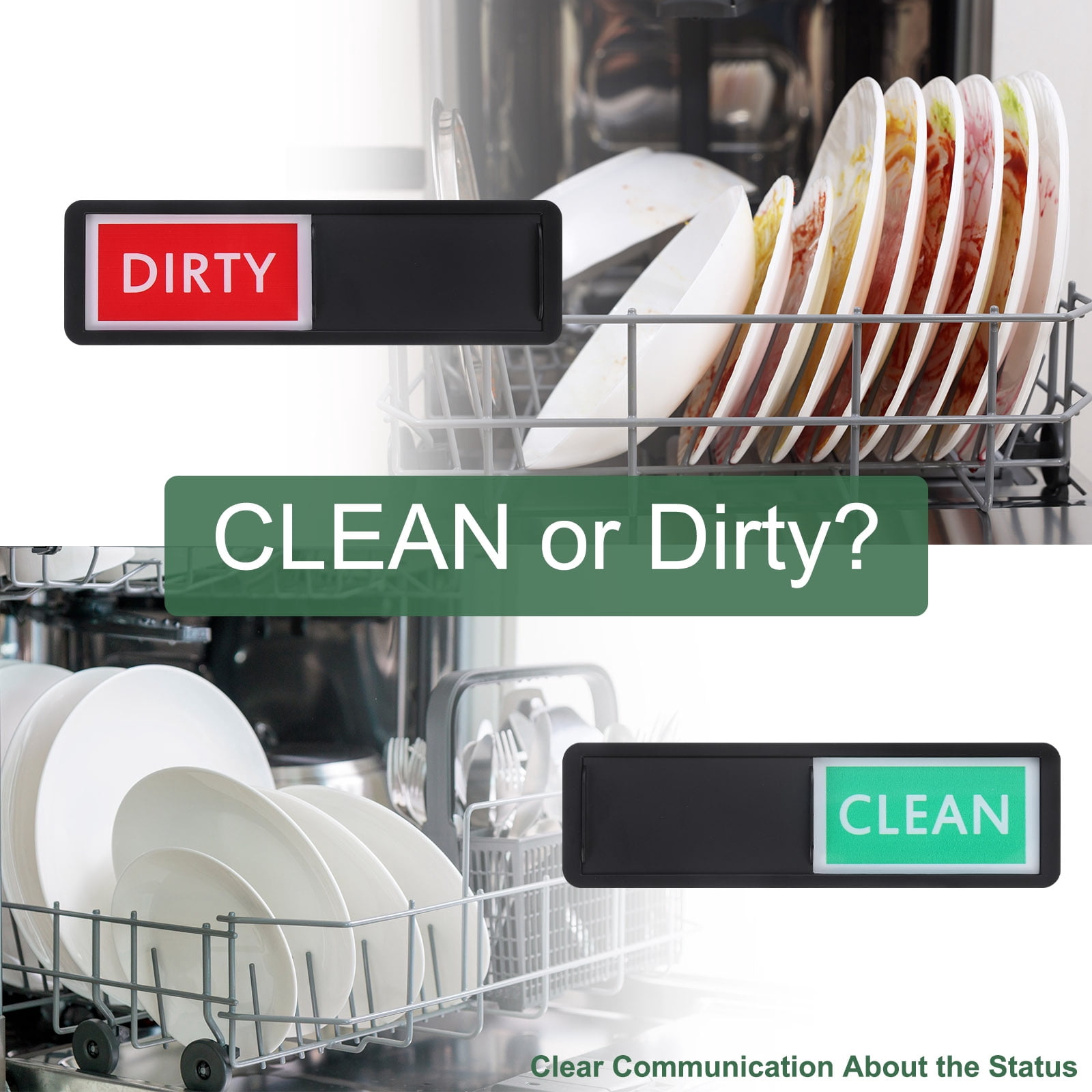 Unique Bargains Dishwasher Magnet Clean Dirty Sign Black