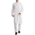 thumbnail image 4 of Handshe Men's Muslim Thobe and Shirt Set, Long Sleeve Round Neck Button Front with Pocket, Comfortable for Daily Wear and Islamic Wears, 4 of 9