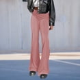 thumbnail image 2 of Ladies Bodycon Pants Slight Flare Leg Elastic High Waist Casual Style Daily Suit, 2 of 7