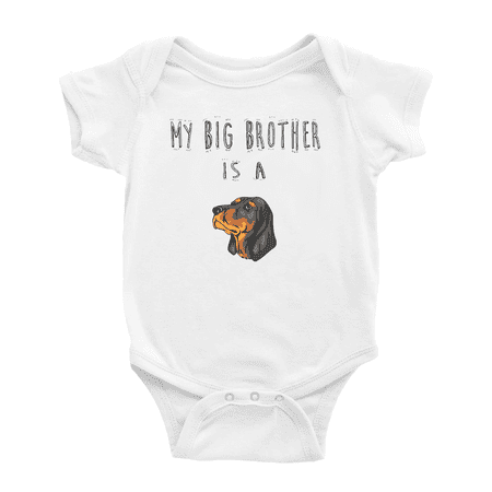 

My Big Brother Is A Black and Tan Coonhound Dog Cute Baby Clothes Bodysuit Boy Girl Unisex